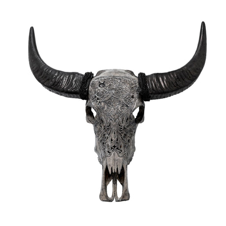 Hand Carved Buffalo Skull - Gray Taurus
