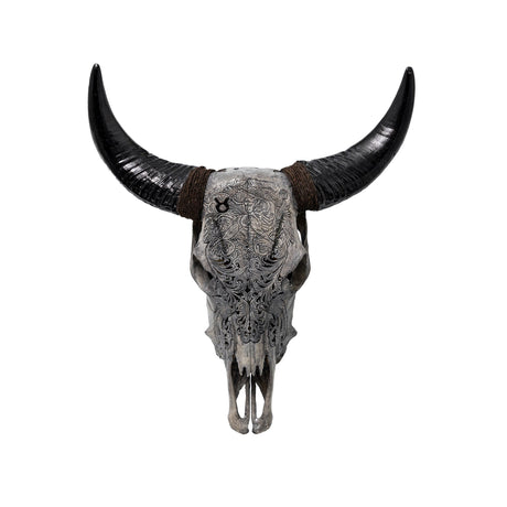 Hand Carved Cow Skull - Gray Taurus