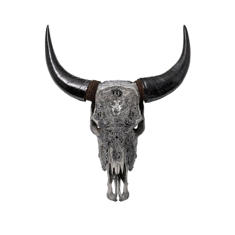 Hand Carved Cow Skull - Gray Virgo