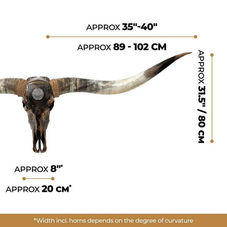 Hand Carved Longhorn Skull // XL Horns - Antique Bronze Nordic