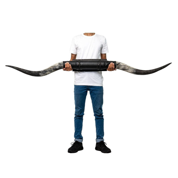 Black Leather Mount // Carved Longhorns - Rustler – Skull Bliss