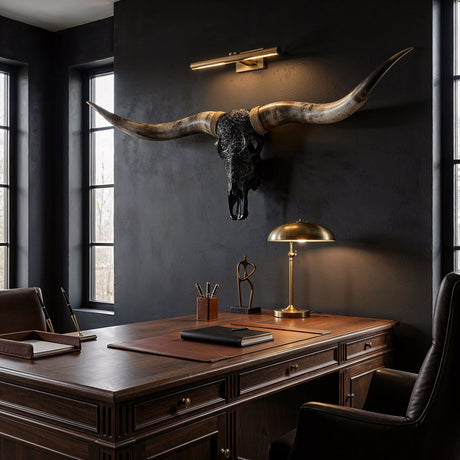 Hand Carved Longhorn Skull // XL Horns - Black Sun