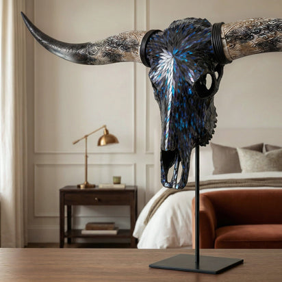 Shane Bowden LV SKULL 20インチ 53×53cm 正規品 Longhorn Skull - Blue Mirror // Mosaic Finish – Skull Bliss