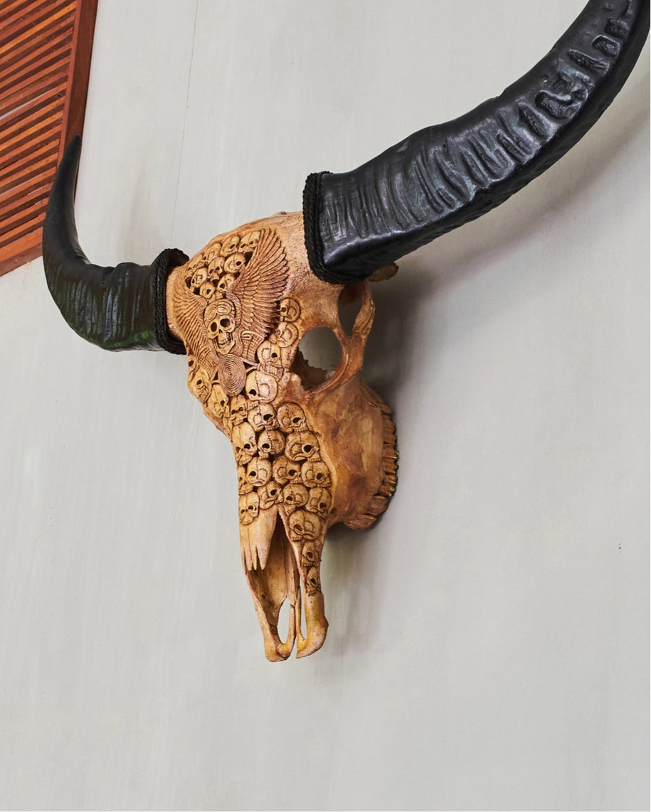 Carved Buffalo Skulls
