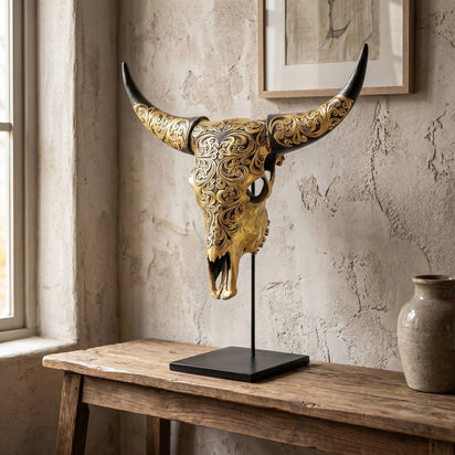 Cow Skull - Oriental Gold Metallic – Skull Bliss