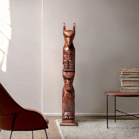 Hand Carved Totem Pole - Luna