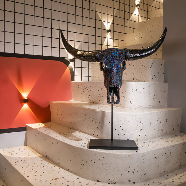 Buffalo Skull - Blue Mirror // Mosaic Finish