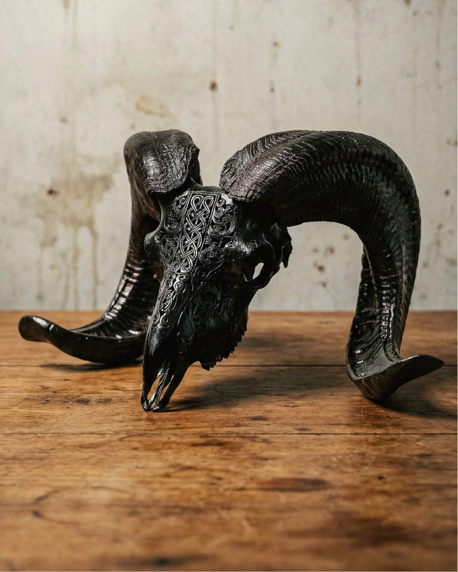 Carved Ram Skulls