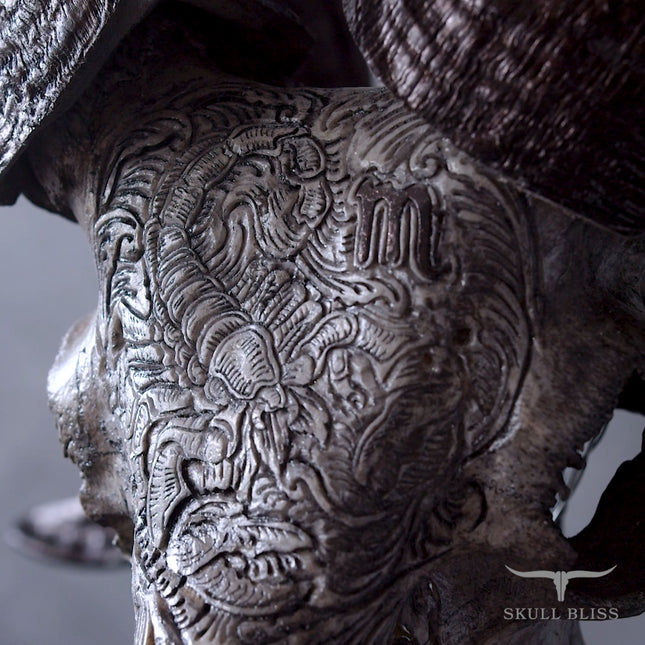 Hand Carved Ram Skull - Gray Scorpio – Skull Bliss