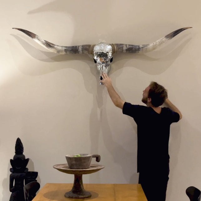 Longhorn Skull // XL Horns - Mirror // Mosaic Finish – Skull Bliss