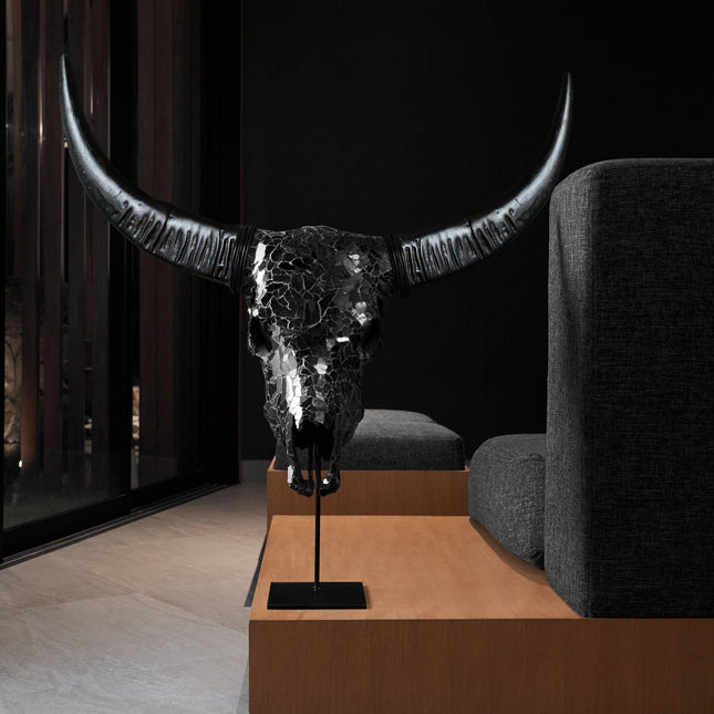 Buffalo Skull -  Black Mirror // Mosaic Finish