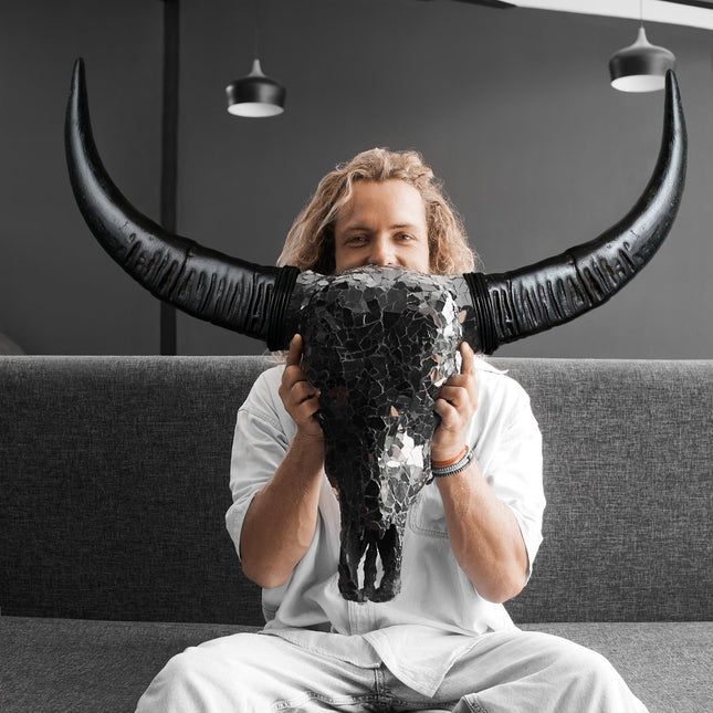 Buffalo Skull -  Black Mirror // Mosaic Finish