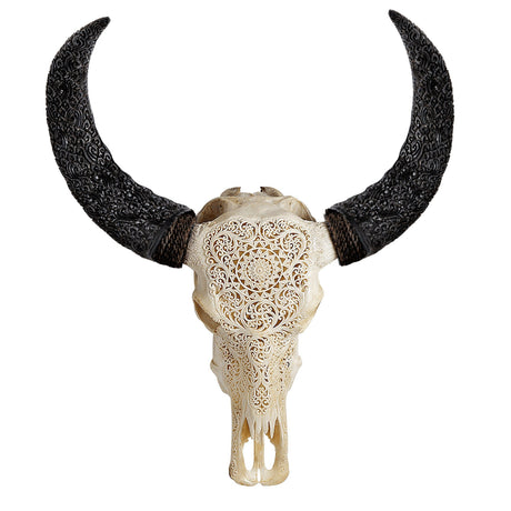 Hand Carved Buffalo Skull - Hypnotic Cosmos