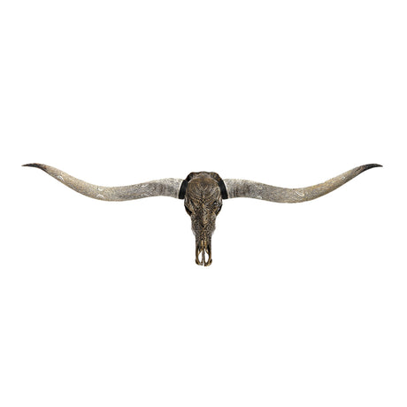Hand Carved Longhorn Skull // XL Horns - Antique Bronze Boho // Metallic Finish