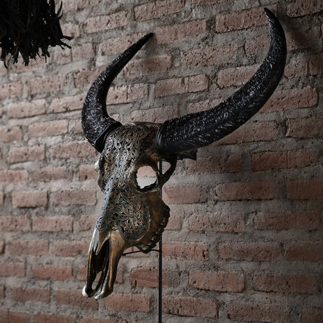 Hand Carved Buffalo Skull - Celtic Spirit // Metallic Finish