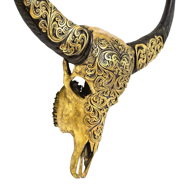 Black and Gold Buffalo Skull by Gypsy Mountain Skulls