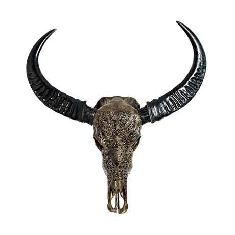 Hand Carved Buffalo Skull - Boho Tribal // Metallic Finish