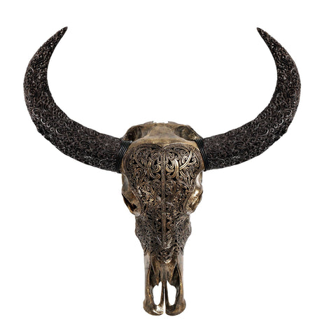 Hand Carved Buffalo Skull - Celtic Spirit // Metallic Finish