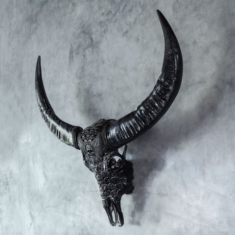 Hand Carved Buffalo Skull - Black From Hell