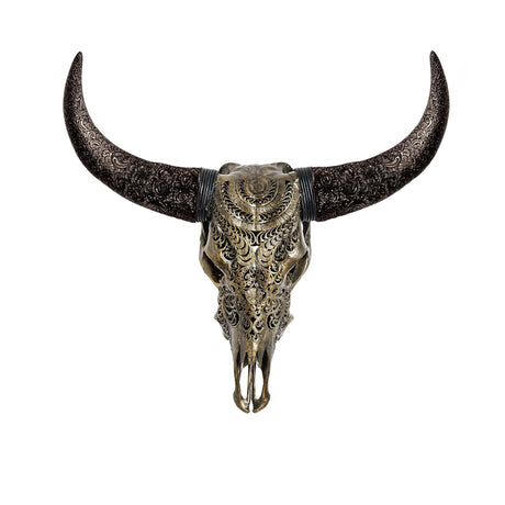 Hand Carved Cow Skull - Boho Tribal // Metallic Finish