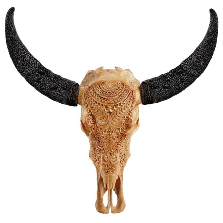 Hand Carved Buffalo Skull - Antique Boho