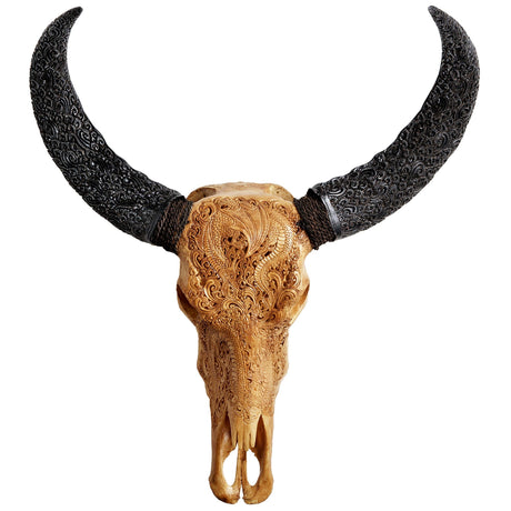 Hand Carved Buffalo Skull - Dragons《Antique Finish》