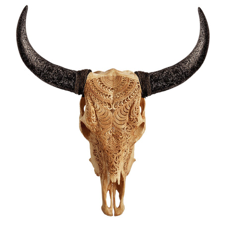 Hand Carved Cow Skull - Antique Boho