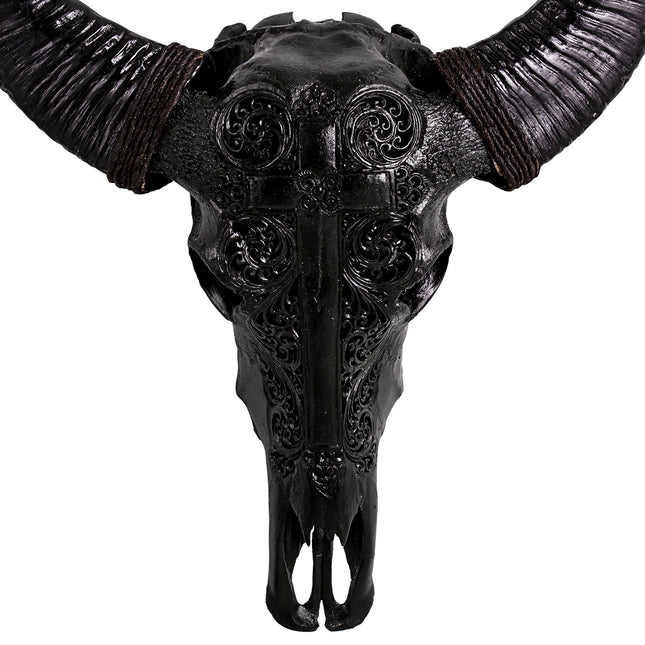 Black and Gold Buffalo Skull by Gypsy Mountain Skulls