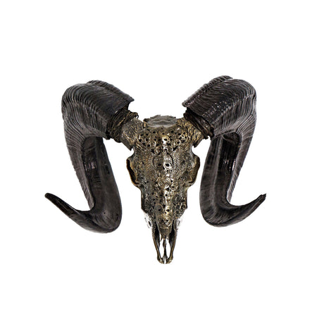 Hand Carved Ram Skull - From Hell // Metallic Finish