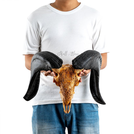 Hand Carved Ram Skull - Antique Ganesha