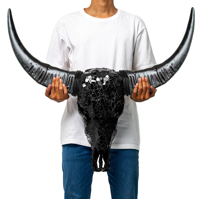 Buffalo Skull -  Black Mirror // Mosaic Finish