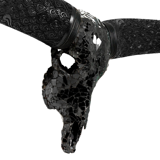Longhorn Skull // Black Horns - Black Mirror // Mosaic Finish