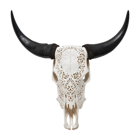 Hand Carved Cow Skull - Eagle Eye