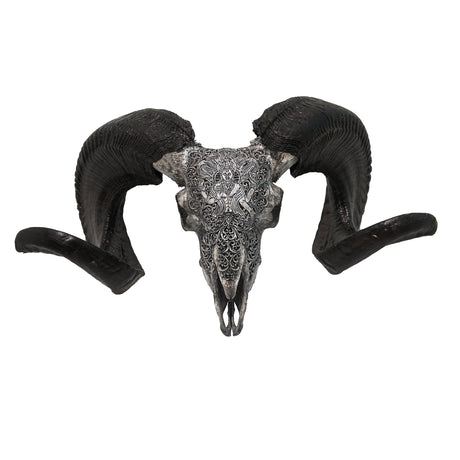 Hand Carved Ram Skull - Gray Vishnu