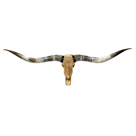 Hand Carved Longhorn Skull // XL Horns - Gold Leaf Boho