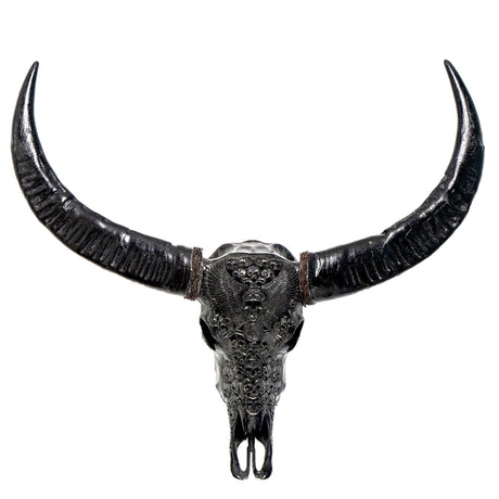 Hand Carved Buffalo Skull - Black From Hell