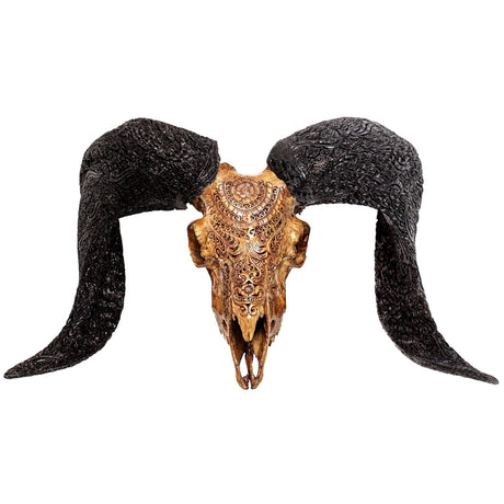 Hand Carved Ram Skull - Antique Boho