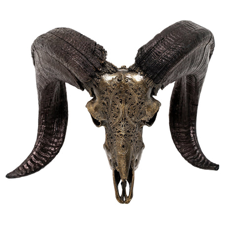 Hand Carved Ram Skull - Antique Bronze Phantom // Metallic Finish
