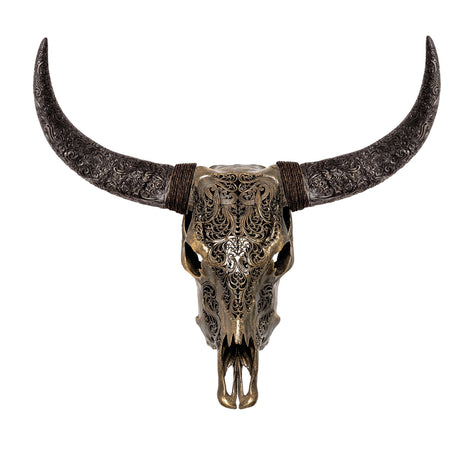 Hand Carved Cow Skull - Antique Bronze Titan // Metallic Finish