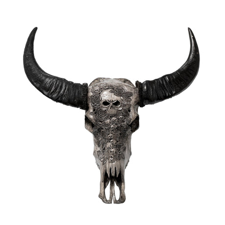 Hand Carved Buffalo Skull - Gray Thorn