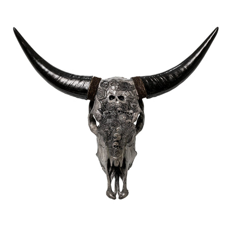 Hand Carved Cow Skull - Gray Thorn