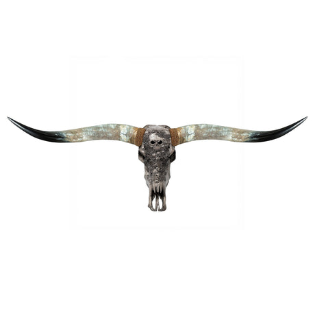 Hand Carved Longhorn Skull - Gray Thorn