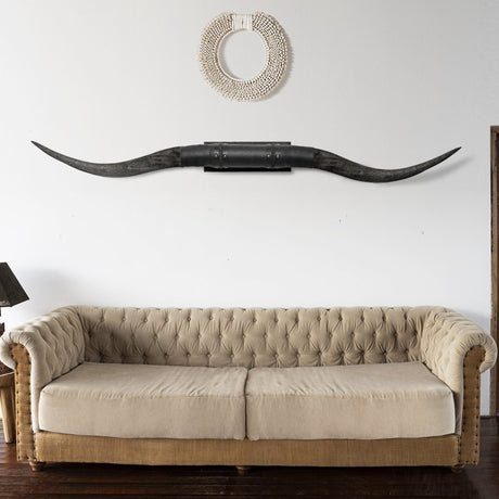 Black Leather Mount // Carved Black XL Longhorns - Gun Slinger