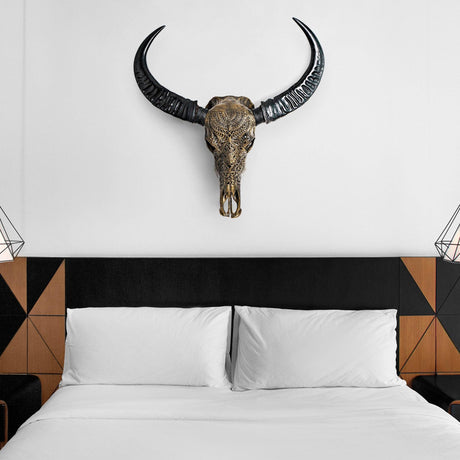 Hand Carved Buffalo Skull - Boho Tribal // Metallic Finish
