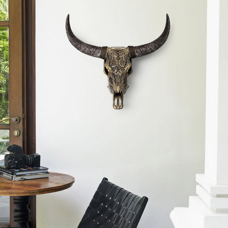 Hand Carved Cow Skull - Antique Bronze Titan // Metallic Finish