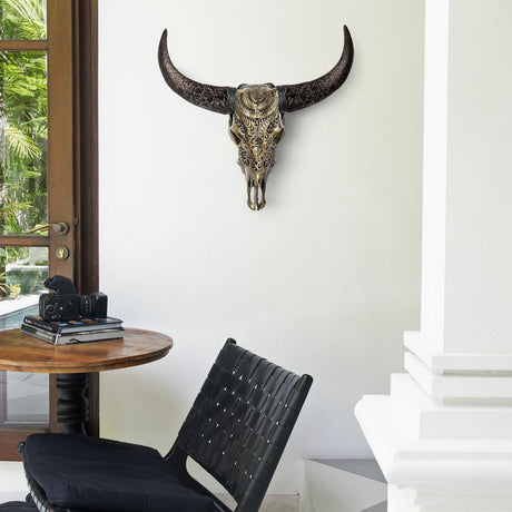 Hand Carved Cow Skull - Boho Tribal // Metallic Finish
