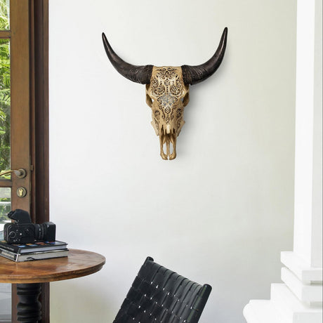 Hand Carved Cow Skull - Golden Titan