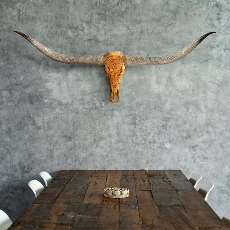 Hand Carved Longhorn Skull // XL Horns - Antique Boho