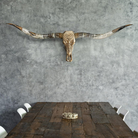 Hand Carved Longhorn Skull // XL Horns -  Golden Boho