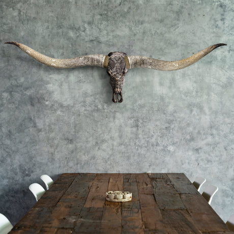 Hand Carved Longhorn Skull // XL Horns - Gray From Hell
